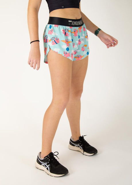 Women's Flying Pigs 1.5" Split Shorts (XXS XS S M L XL) - ChicknLegs Triathlete Store