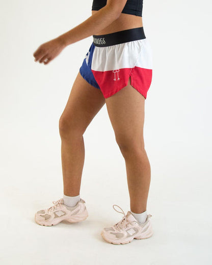 Women's Texas 1.5" Split Shorts (Red, White & Blue) XXS, XS, S, M, L, XL - ChicknLegs