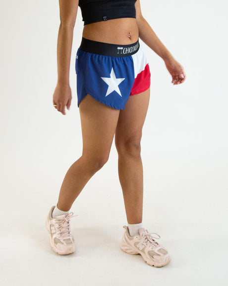Women's Texas 1.5" Split Shorts (Red, White & Blue) XXS, XS, S, M, L, XL - ChicknLegs