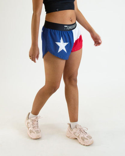 Women's Texas 1.5" Split Shorts (Red, White & Blue) XXS, XS, S, M, L, XL - ChicknLegs