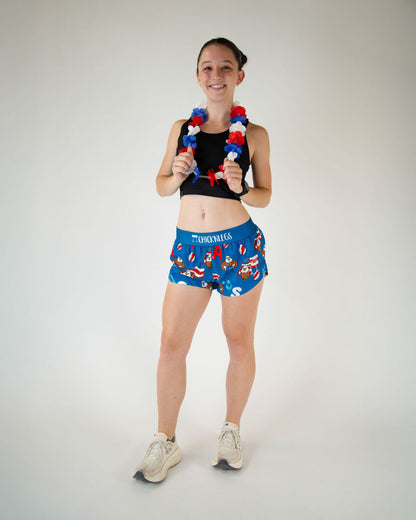 Women's Pool Party 1.5" Split Shorts (XXS, XS, S, M, L, XL) - ChicknLegs Triathlete Store