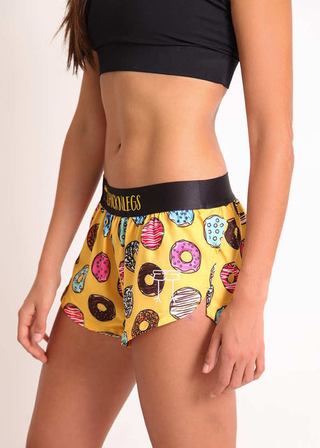 Women's Salty Donuts 1.5" Split Shorts (XXS XS S M L XL) - ChicknLegs
