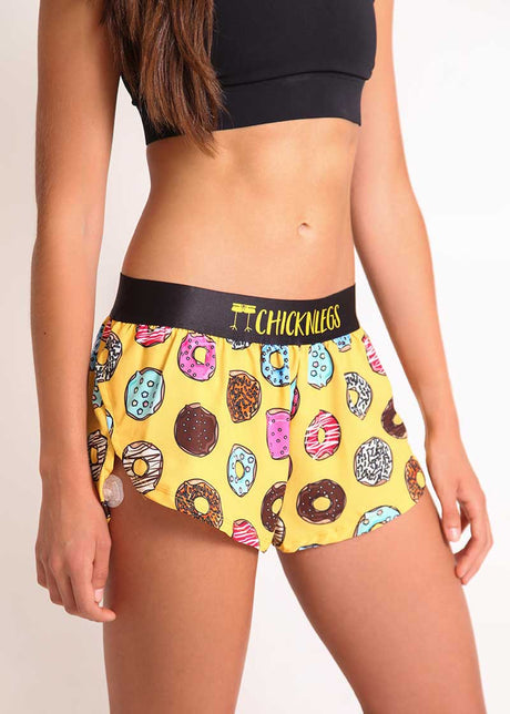 Women's Salty Donuts 1.5" Split Shorts (XXS XS S M L XL) - ChicknLegs