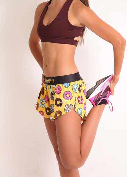 Women's Salty Donuts 1.5" Split Shorts (XXS XS S M L XL) - ChicknLegs