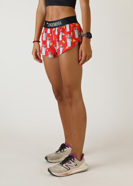 Women's Burritos 1.5" Split Shorts (Red) - ChicknLegs Triathlete Store