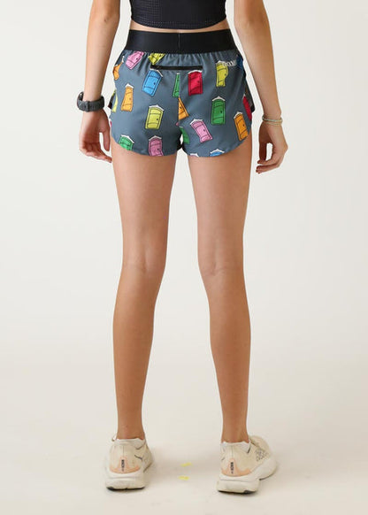 Women's Porta Potty 1.5" Split Shorts (Navy) - ChicknLegs