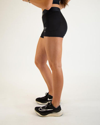 Women's Black 3" 2-Pocket Compression Shorts - ChicknLegs