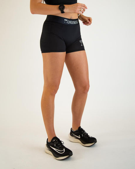Women's Black 3" 2-Pocket Compression Shorts - ChicknLegs