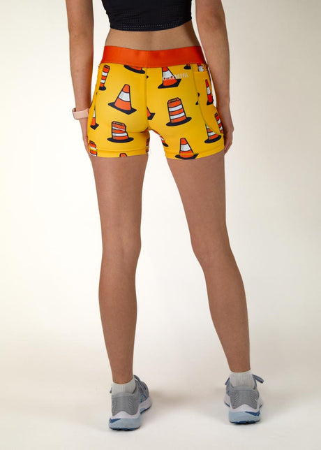 Women's Traffic Cones 3" 2-Pocket Compression Shorts (Orange)  - ChicknLegs