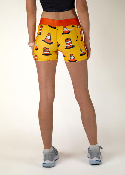 Women's Traffic Cones 3" 2-Pocket Compression Shorts (Orange)  - ChicknLegs