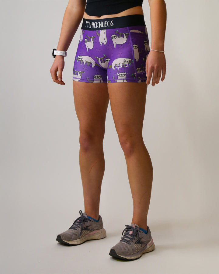 Women's Sloths 3" 2-Pocket Compression Shorts  - ChicknLegs
