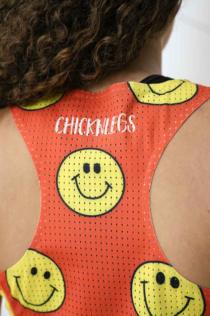 Women's Smileys Performance Singlet (Orange) - ChicknLegs