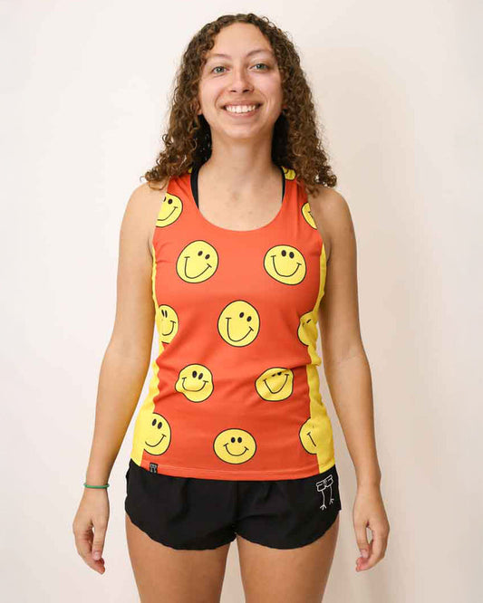 Women's Smileys Performance Singlet (Orange) - ChicknLegs