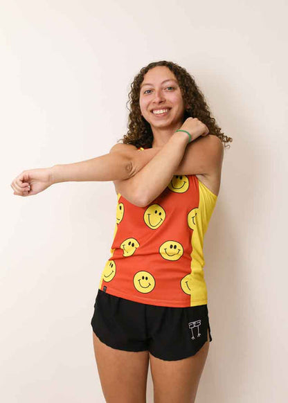 Women's Smileys Performance Singlet (Orange) - ChicknLegs