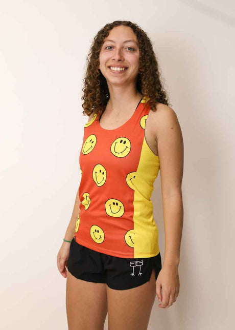 Women's Smileys Performance Singlet (Orange) - ChicknLegs