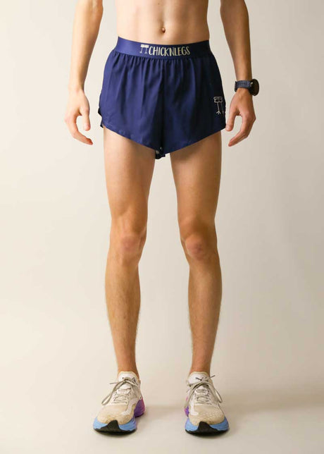 Men's Navy Blue 2" Half Split Shorts  - ChicknLegs