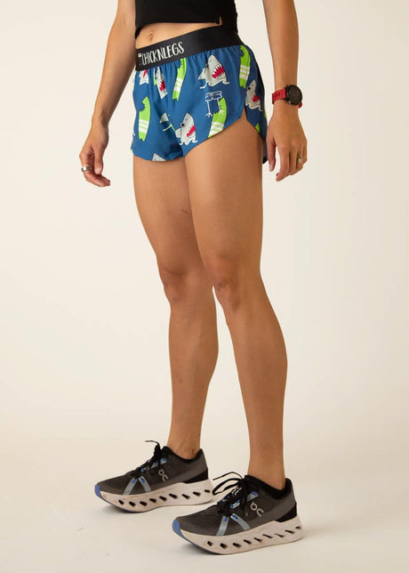 Women's Blue Sharks 1.5" Split Shorts XXS, XS, S, M, L, XL - ChicknLegs Triathlete Store