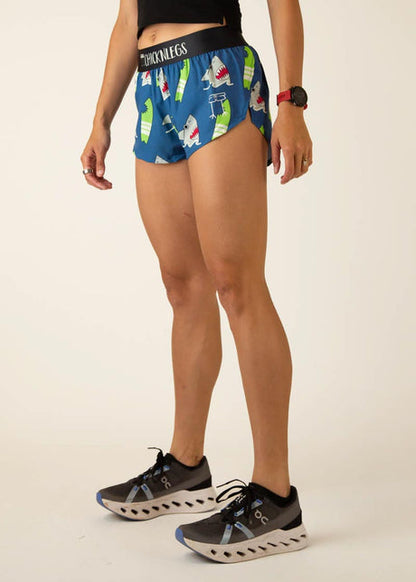 Women's Blue Sharks 1.5" Split Shorts XXS, XS, S, M, L, XL - ChicknLegs Triathlete Store