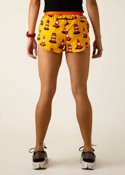 Women's Traffic Cones 1.5" Split Shorts (Yellow/Orange) - ChicknLegs