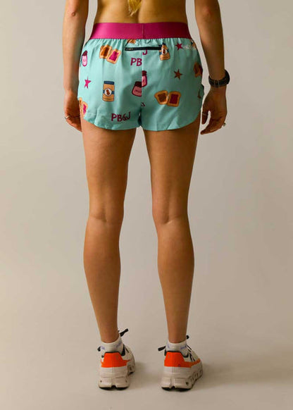 Women's PB&J 1.5" Split Shorts (Light Blue/Magenta) XXS, XS, S, M, L, XL - ChicknLegs Triathlete Store