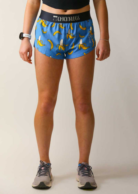 Women's Bananas 1.5" Split Shorts (Blue) - ChicknLegs Triathlete Store