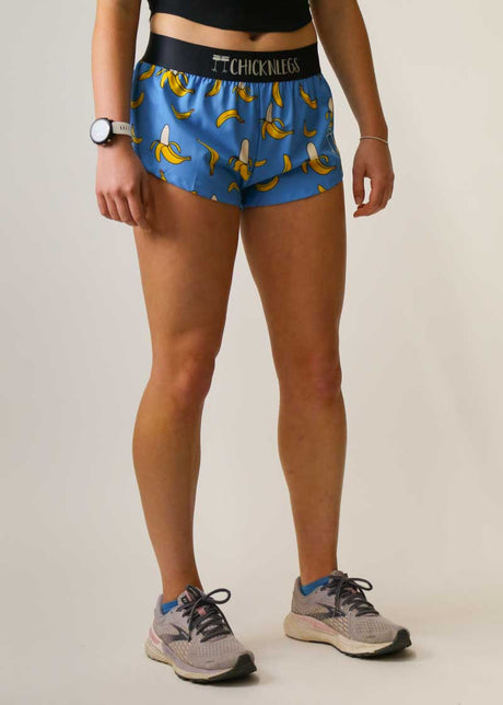 Women's Bananas 1.5" Split Shorts (Blue) - ChicknLegs Triathlete Store
