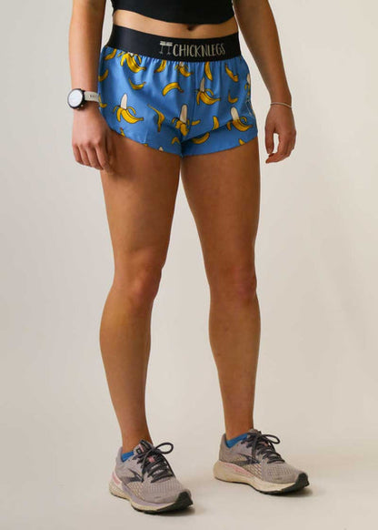 Women's Bananas 1.5" Split Shorts (Blue) - ChicknLegs Triathlete Store