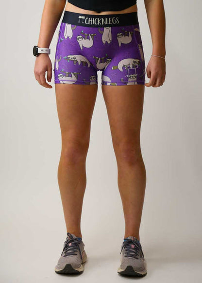 Women's Sloths 3" 2-Pocket Compression Shorts  - ChicknLegs