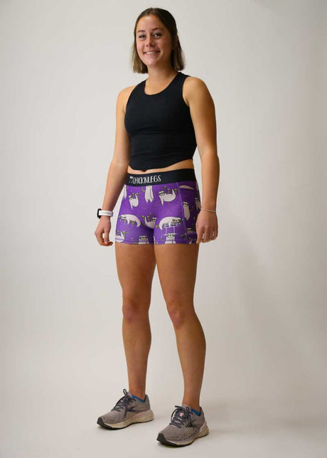Women's Sloths 3" 2-Pocket Compression Shorts  - ChicknLegs