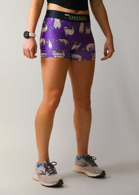 Women's Sloths 3" 2-Pocket Compression Shorts  - ChicknLegs