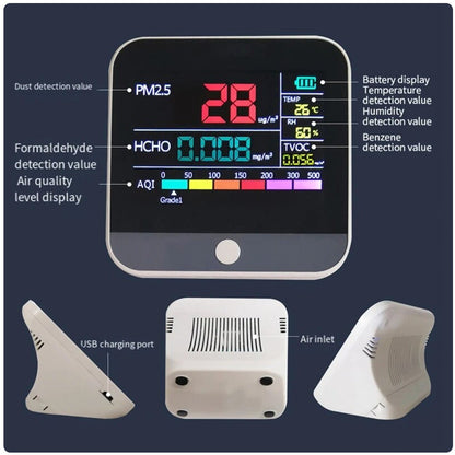 Indoor Air Quality Monitor with Air Quality Index, PM2.5, PM10, PM1.0, HCHO, TVOC - Sper Scientific
