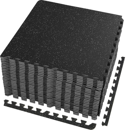 25 PCS 1/2 inch Thick Gym Floor Mats, 24" x 24" EVA Foam & Rubber Top Interlocking Workout Floor Mats with 100 sq.ft Coverage, Waterproof Exercise Puzzle Flooring for Gym, Home, Garage, Basement