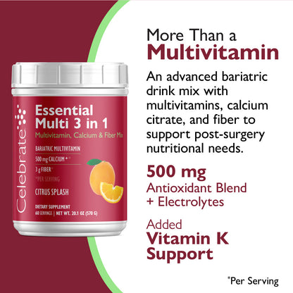 Essential Multi 3 in 1 Multivitamin Drink Powder With Calcium