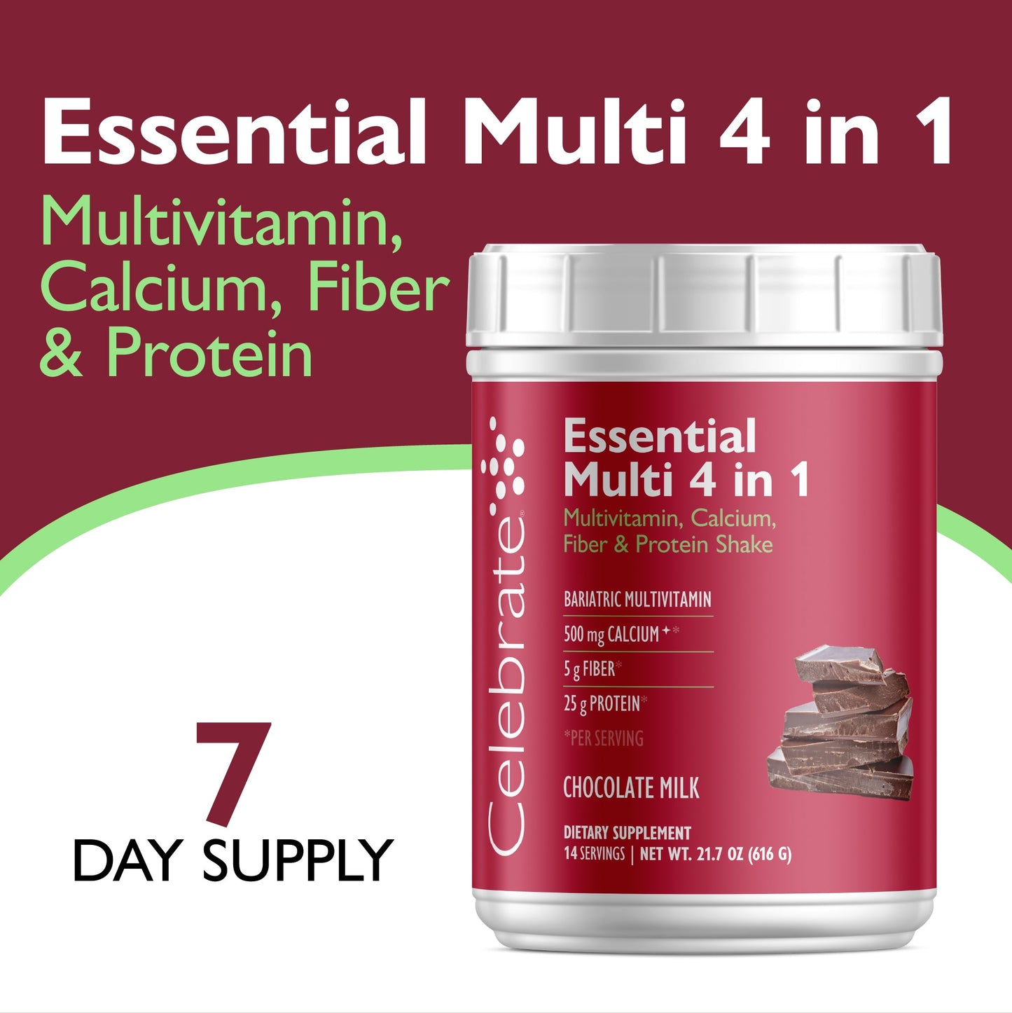 Essential Multi 4 in 1 Multivitamin Protein Powder with Calcium & Fiber