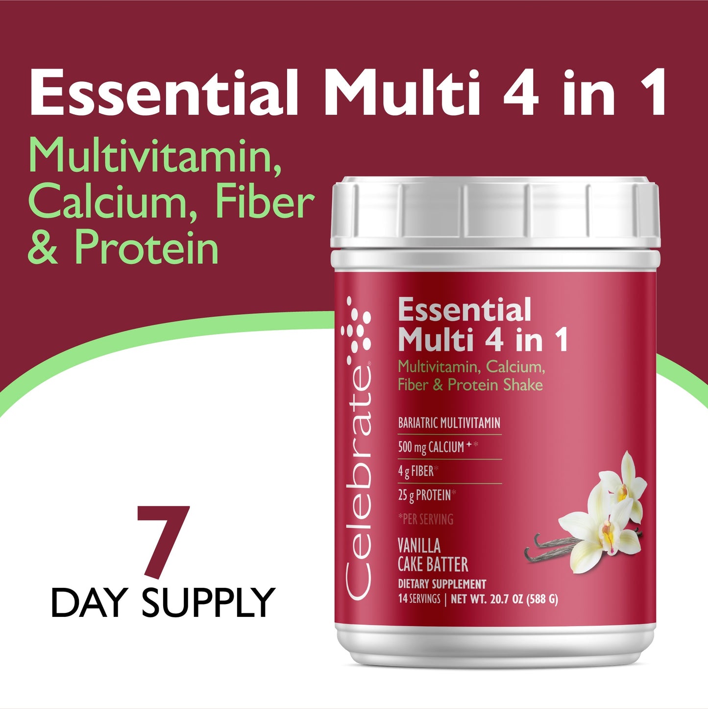 Essential Multi 4 in 1 Multivitamin Protein Powder with Calcium & Fiber