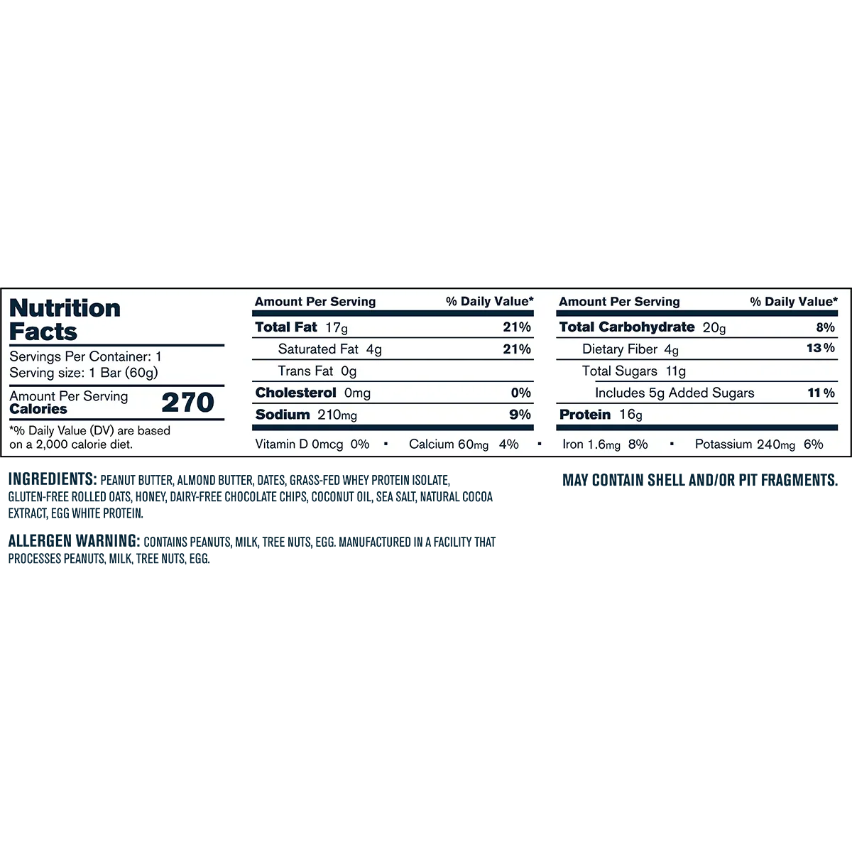 Transparent labs Grass-Fed Protein+ Bar