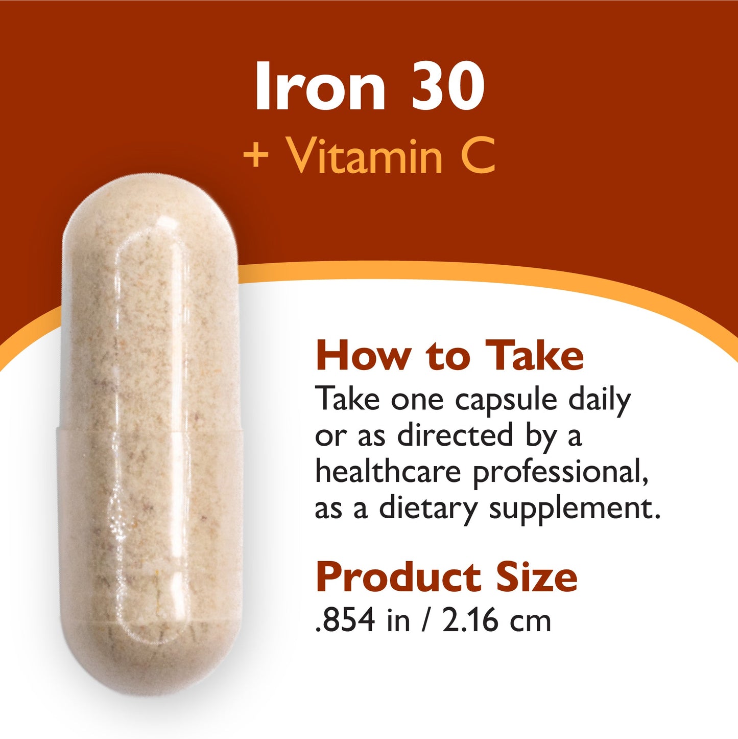 Iron 30mg + Vitamin C Supplement Capsules