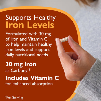 Iron 30mg + Vitamin C Supplement Capsules