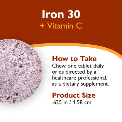 Iron 30 mg + Vitamin C Chewable Tablets, Grape