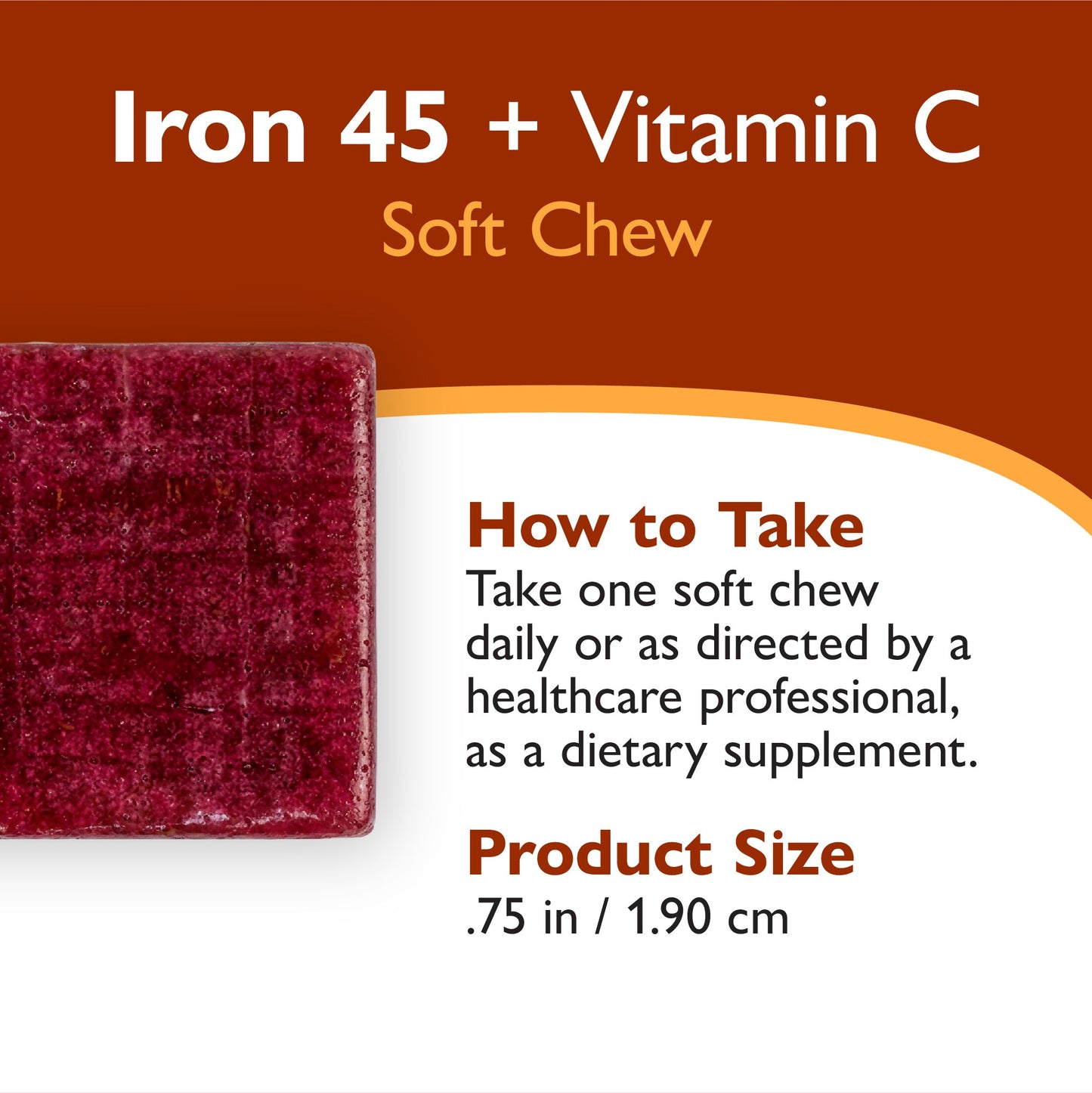 Iron 45 mg  + Vitamin C Soft Chews, Cherry Burst