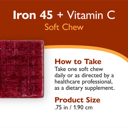 Iron 45 mg  + Vitamin C Soft Chews, Cherry Burst
