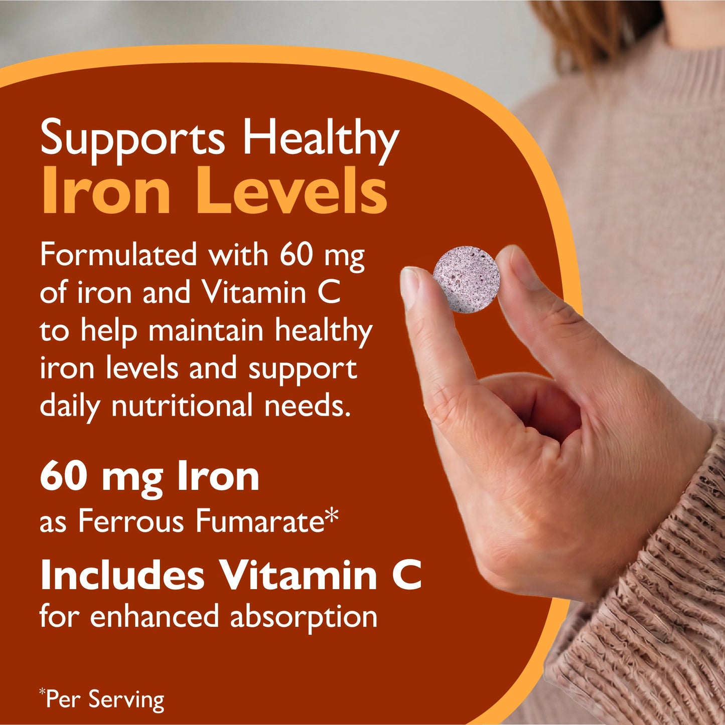 Iron 60 mg + Vitamin C Chewable Tablets, Berry