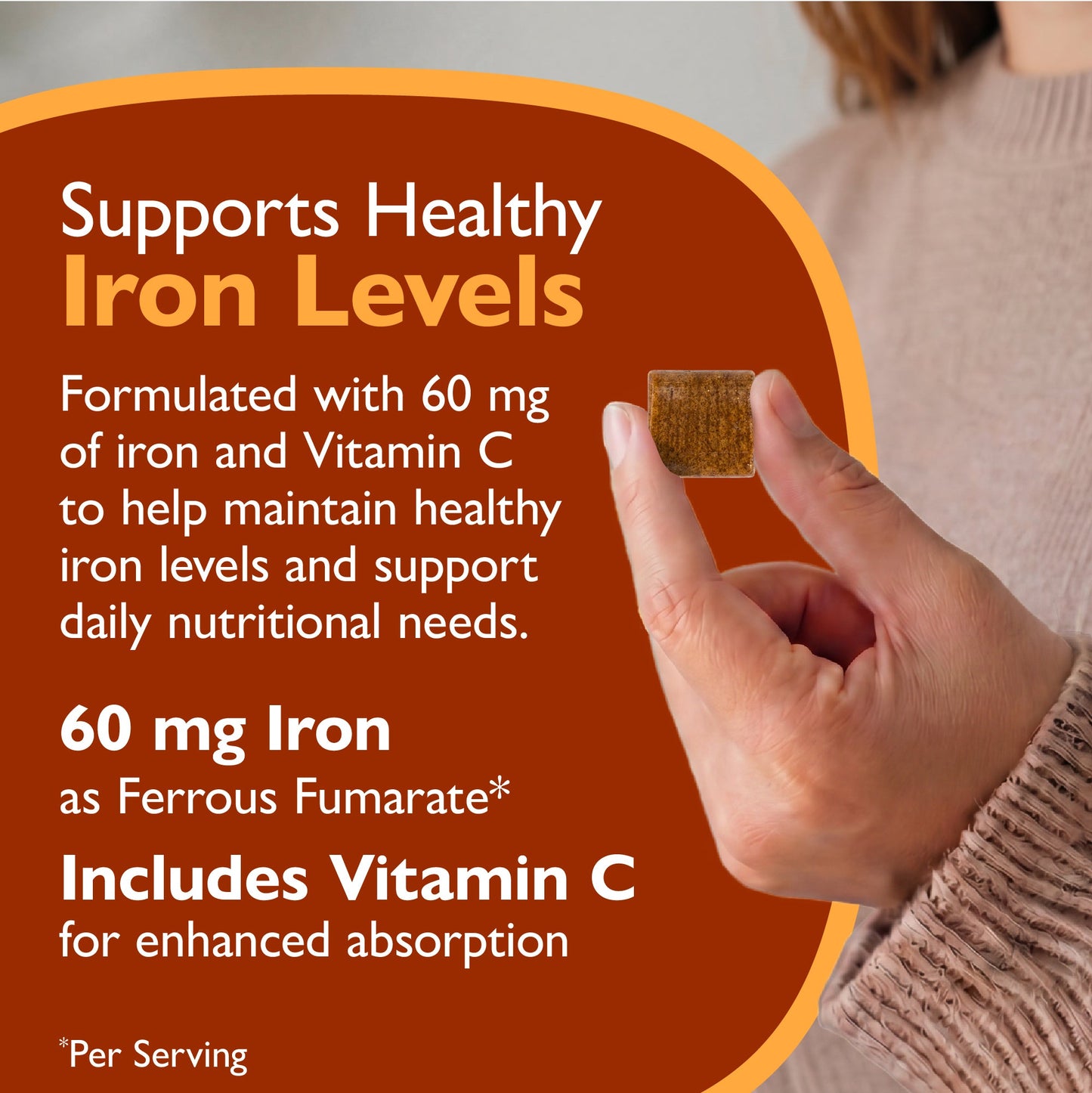 Iron 60 mg  + Vitamin C Soft Chews, Twisted Citrus