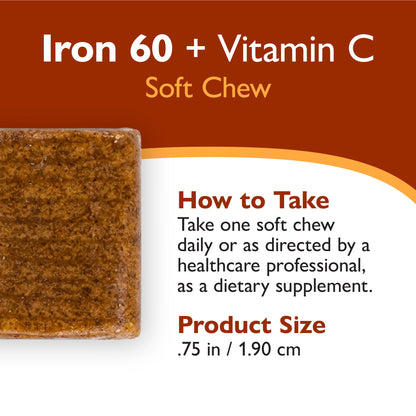 Iron 60 mg  + Vitamin C Soft Chews, Twisted Citrus
