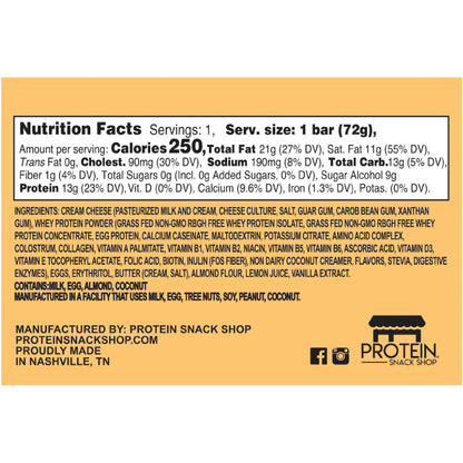 Traditional Protein Cheesecake, 6-Ct, Low Carb, Gluten-Free, Snack Bar - Protein Snack Shop