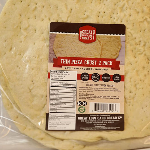 Pizza Crusts - 0g Net Carb, High in Protein, High Fiber, Non-GMO - 2 Thin Crusts Per Package - Wholesome Provisions