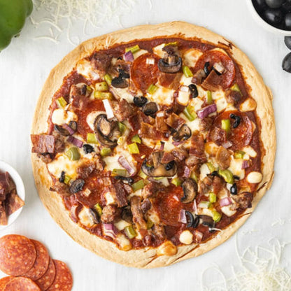 Pizza Crusts - 0g Net Carb, High in Protein, High Fiber, Non-GMO - 2 Thin Crusts Per Package - Wholesome Provisions