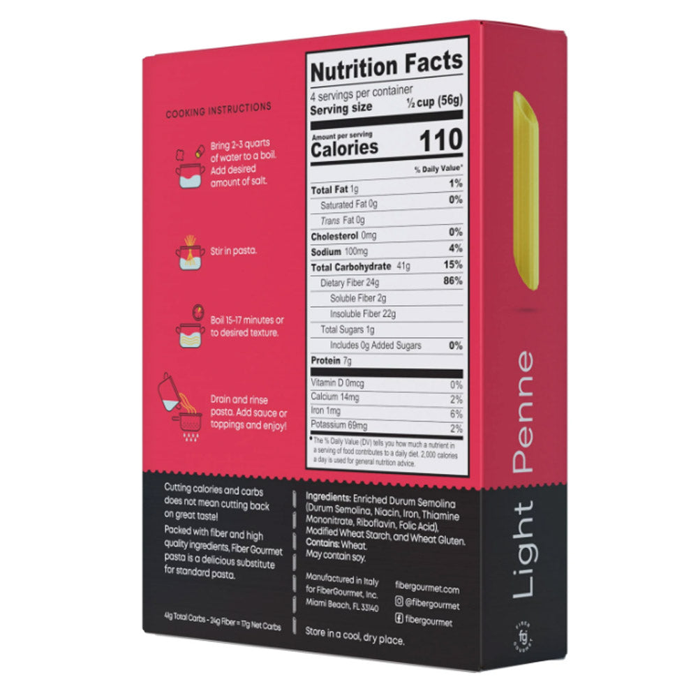 Penne Shaped High Fiber Pasta - Protein Packed, Non GMO, Vegan, Low Calorie - Wholesome Provisions