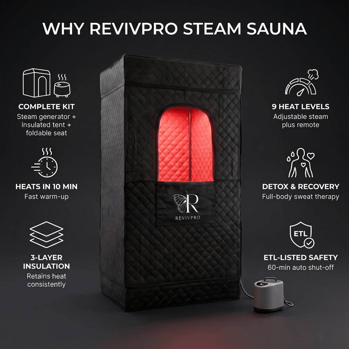 Portable Steam Sauna Box with Steamer