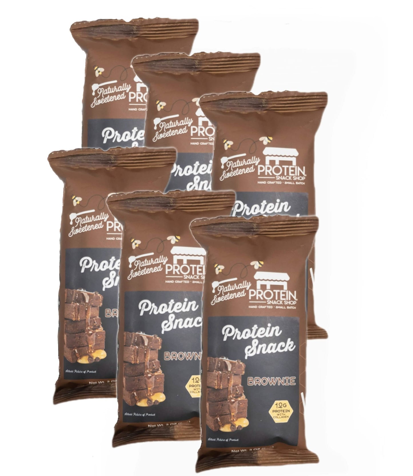 Chocolate Protein Brownie, 6-Ct, Honey Sweetened, Gluten-Free, Snack Bar - Protein Snack Shop